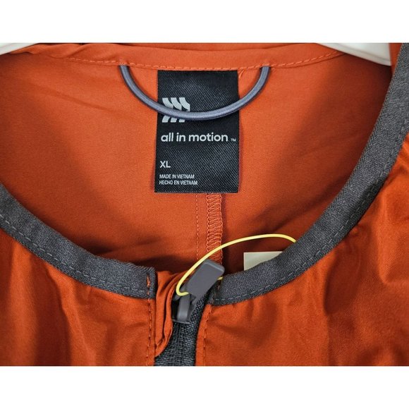 All In Motion Men Jacket Size XL Lightweight Water Repellent Rust/Orange Hooded - Picture 4 of 11